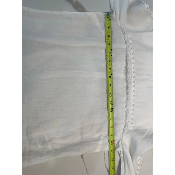 J.Crew 100% Linen Top Blouse 2 White Embroidered Coastal Old Money Minimalist - Picture 8 of 9